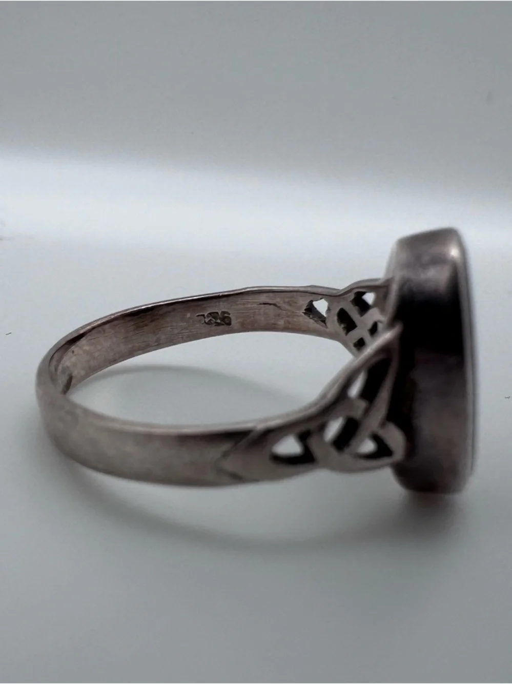 Sterling Silver 925 Oval Black Onyx Inlay Gemstone Ring Size 8.25 - Picture 5 of 7